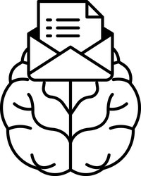brain with an envelope on top vector image