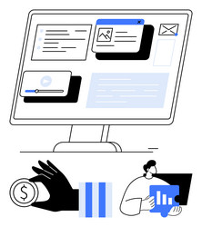 digital workspace with analytics online content vector image