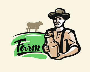 Farmer Holding Milk Jug Vector Image