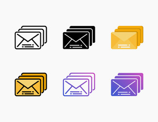 stacked mail icon set with different styles vector image