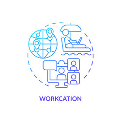 Thin line simple gradient workcation icon concept vector