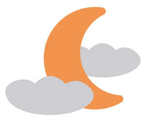 young moon with clouds on a white background vector image