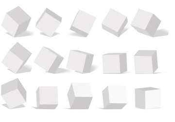 cube icon set with perspective 3d model of a vector image