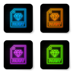 Glowing neon ruby file document icon download vector