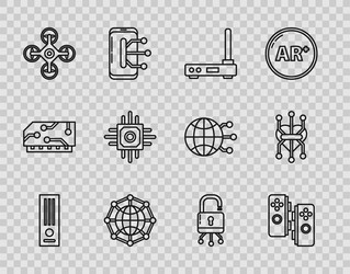 set line video game console gamepad router vector image
