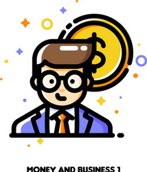 Businessman and money icon vector