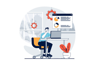 data science concept with people scene in flat vector image