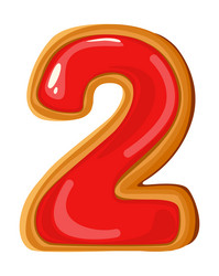 gingerbread number 2 figures isolated object vector image