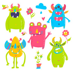 Isolated cute cartoon monsters vector