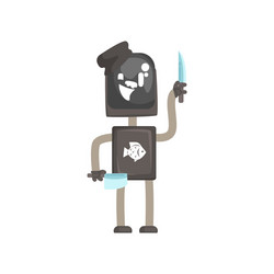 robot worker character android with knives vector image