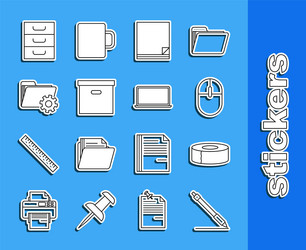 Set line pen scotch computer mouse file vector