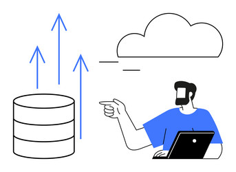 cloud computing concept person analyzing data vector image