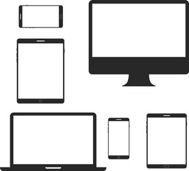 device screen icon set phone and computer display vector image