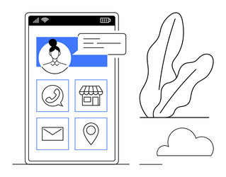 mobile app interface with user profile messaging vector image