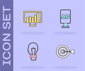 set target monitor with graph chart light bulb vector image