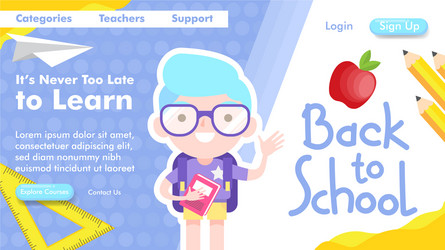 back to school web design and landing page vector image