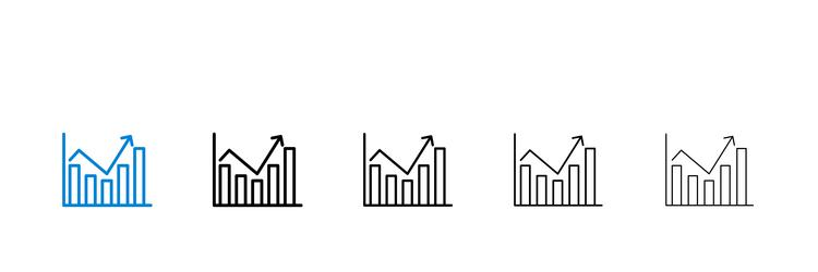 chart histogram icons in five different stroke vector image