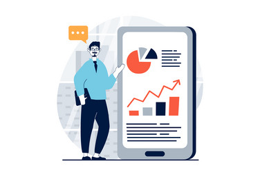 data science concept with people scene in flat vector image