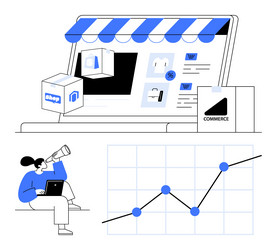 digital storefront management and e-commerce vector image
