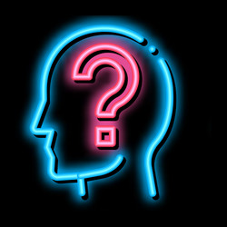 question mark in man silhouette mind neon glow vector