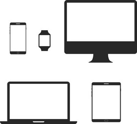 set realistic computer monitor laptop tablet vector image