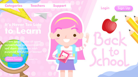 back to school web design and landing page vector image