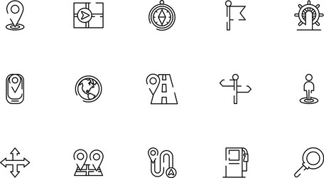 Bundle maps and navigation icons vector