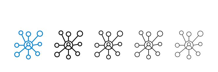 chart network icons in five different stroke sizes vector image