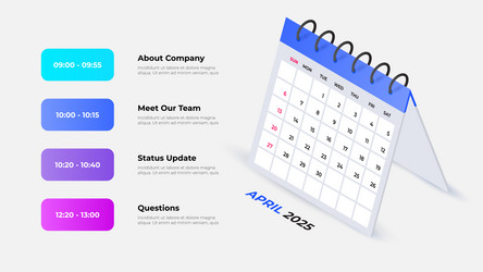 isometric calendar for 2025 april month vector image