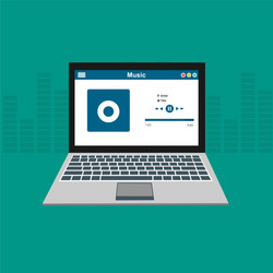 media player application app template with flat vector image