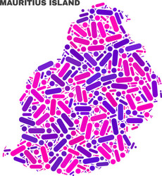 mosaic mauritius island map of dots and lines vector image