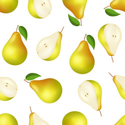 Realistic Pear & Slice Pattern vector image