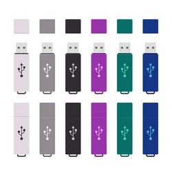 rectangle usb flash drives colorful set vector