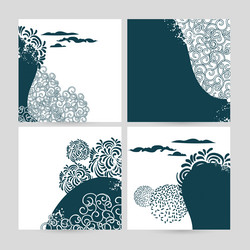 Set doodle abstract nature pattern square vector