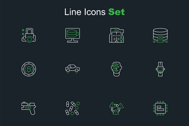 set line processor cpu medical pill biohacking vector image