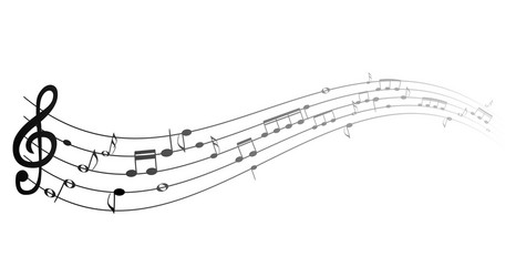 set of musical notes on five-line clock notation vector