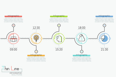 Rounding Time Line Horizontal round hexagon steps timeline Royalty Free Vector