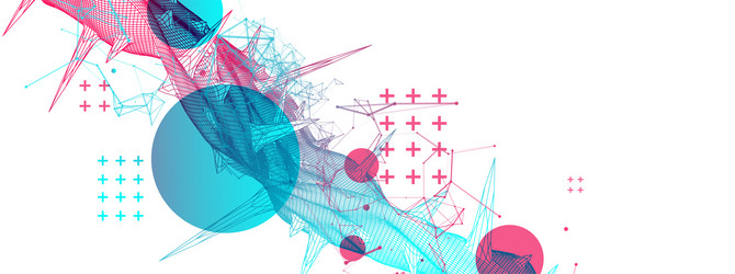 wireframe science background with plexus effect vector image