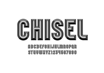 alphabet from black chiseled block facet dark font vector image