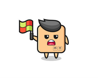 cardboard box character as line judge putting vector image