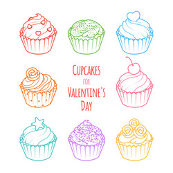 Cupcakes for valentines day Royalty Free Vector Image