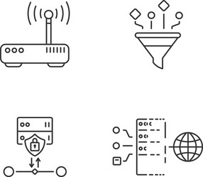 cybersecurity linear icons set vector image