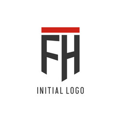 fh initial esport logo with simple shield design vector image