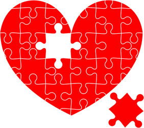 jigsaw puzzle in the red heart vector image