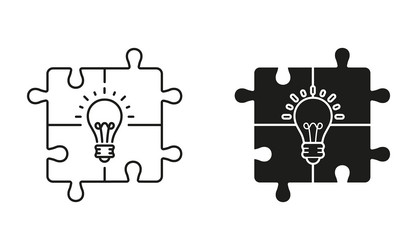 lightbulb in puzzle solution symbol collection vector image