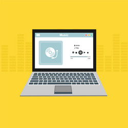 media player application app template with flat vector image