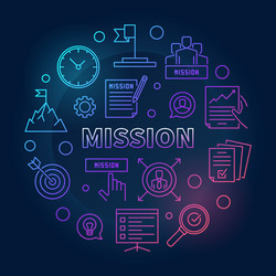 Mission circular outline colored vector