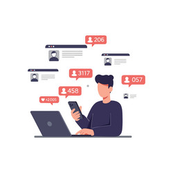 person using smartphone while engaging vector image