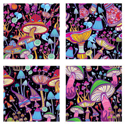 Psychedelic Mushroom Patterns vector image