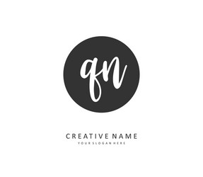 q n qn initial letter handwriting and signature vector image